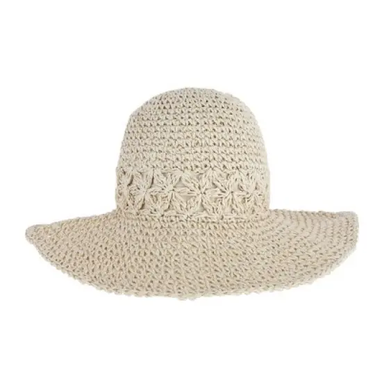 David & Young Women's Hand Crochet Straw Sun Hat image {3}