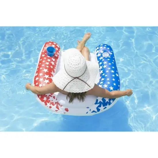Pool Central 44" Americana Stars Inflatable Swimming Pool Chair Float image {1}