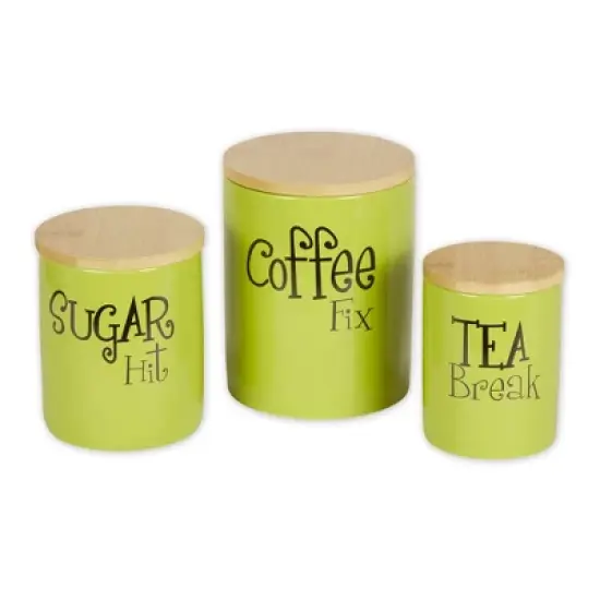 Design Imports Avocado Coffee/Sugar/Tea Ceramic Canister Set/3 image {10}