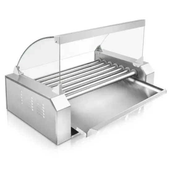 Olde Midway Electric Hot Dog Roller Grill Cooker with Glass Cover, Commercial Grade Machine image {3}