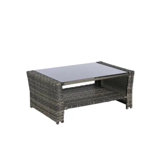 FIONECA 4-Piece Outdoor Patio Rattan Wicker Furniture Set with Tempered Glass Coffee Table, Garden, Poolside, Lawn Chairs image {9}