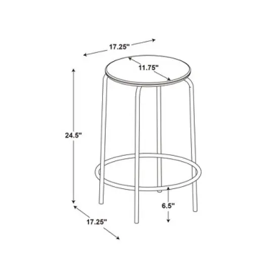 Set of 2 24" Wood with and  Metal Base Backless Counter Height Barstool Stool Natural - Room Essentials&trade; image {5}