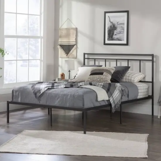 Queen Cannery Bridge Platform Bed Black - Sauder image {1}