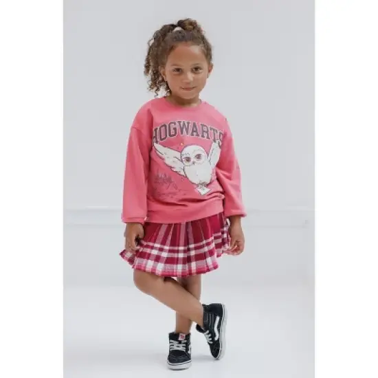Harry Potter Hedwig Owl Girls Fleece Sweatshirt and Pleated Skirt Little Kid to Big Kid image {1}