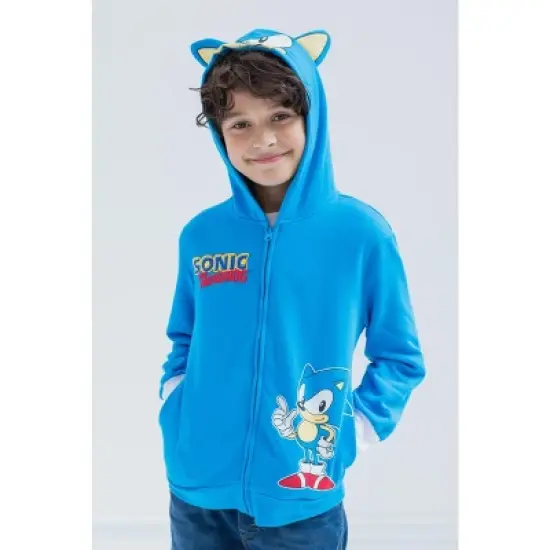 SEGA Sonic the Hedgehog Fleece Zip Up Hoodie Little Kid to Big Kid image {3}