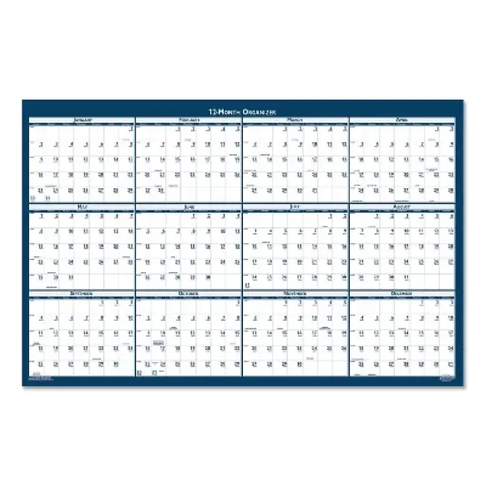 Recycled Poster Style Reversible/Erasable Yearly Wall Calendar, 32 x 48, White/Blue/Gray Sheets, 12-Month (Jan to Dec): 2026 image {2}