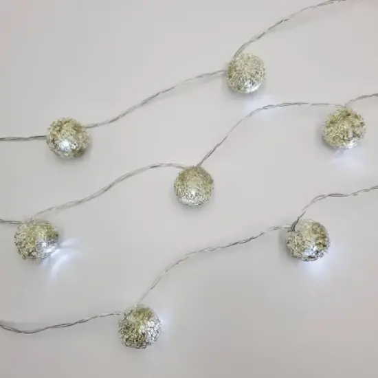 Lumabase Battery Operated String Lights with 20 Distressed Silver Balls image {2}
