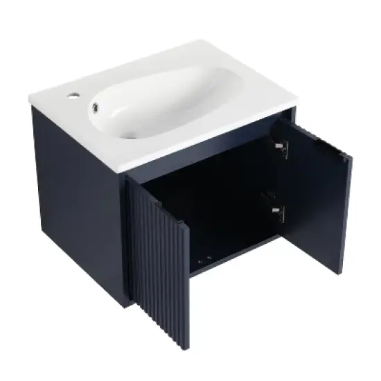 Floating Bathroom Vanity with Drop-Shaped Resin Sink - ModernLuxe image {5}
