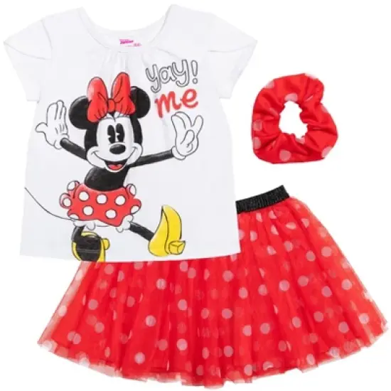 Disney Minnie Mouse T-Shirt Tutu Skirt Scrunchy Set Red/White  image {8}