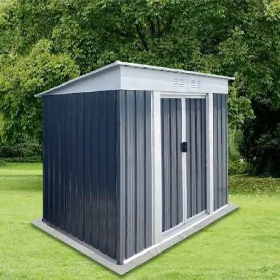 MOEPISY Outdoor Storage Sheds 6FTx4FT Pent Roof Grey image {3}