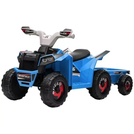 Aosom Kids ATV Quad Car with Back Trailer, 6V Kids Electric Car with Forward Backward Function for Toddlers Ages 18-36 Months image {3}