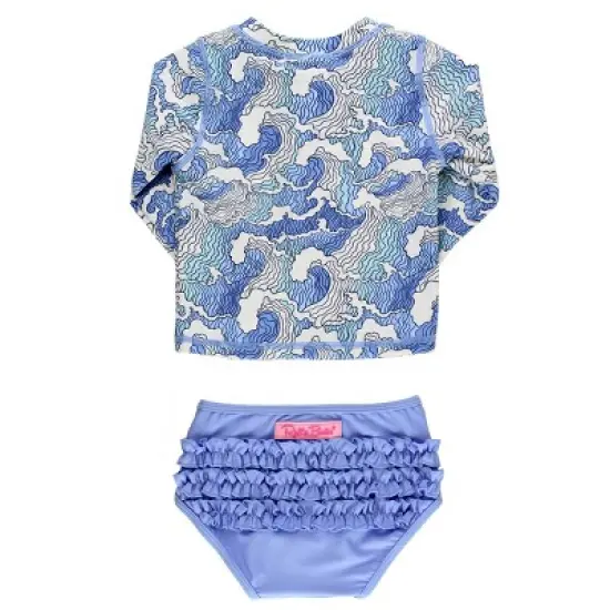 RuffleButts Girls Long Sleeve Zipper Rash Guard 2-Piece image {1}