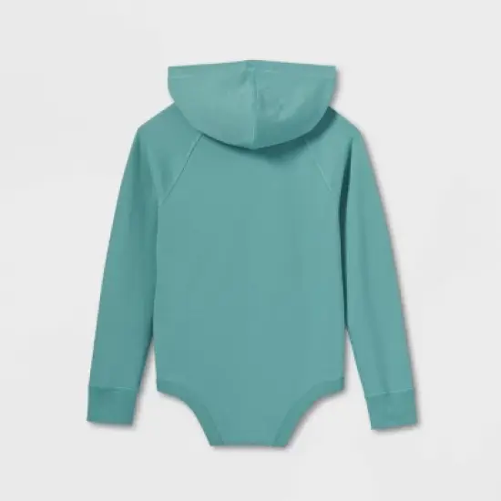 Boys' Adaptive Hooded Adjustable Long Sleeve Bodysuit - Cat & Jack&trade; Ocean Green image {1}