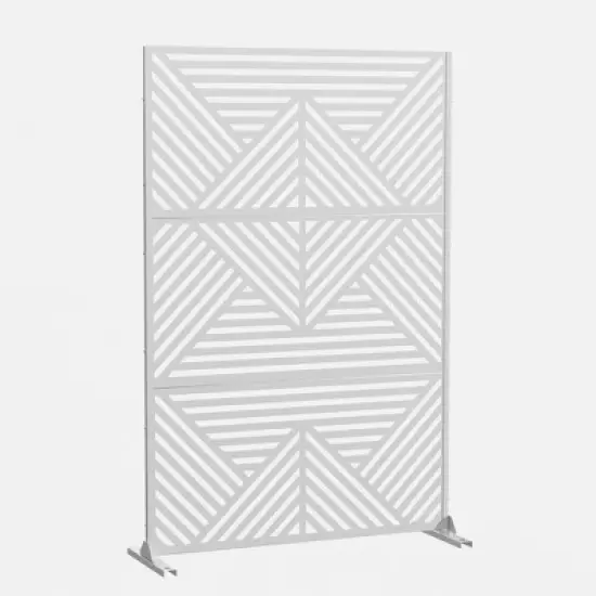 PexFix 72 in. x 47 in. Outdoor Metal Privacy Screen Garden Fence in Geometry Pattern in White image {9}