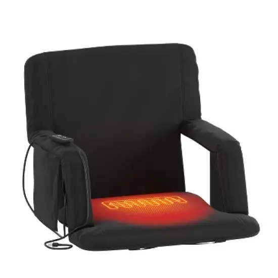 Emma and Oliver Portable Heated Reclining Stadium Chair with Armrests, Padded Back & Heated Seat with Dual Storage Pockets and Backpack Straps image {12}