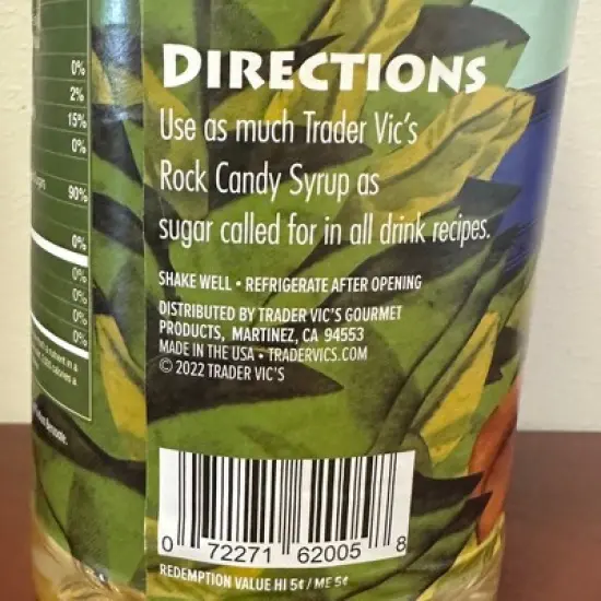 Trader Vic's Rock Candy Syrup for Cocktail Mix, Mocktails, & Drinks 32 Fl. Oz. / 946 Ml. image {10}