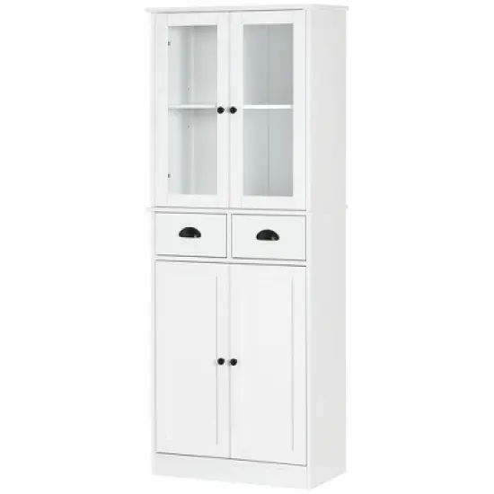 HOMCOM 61" Freestanding Kitchen Pantry, Storage Cabinet with Soft Close Doors, Adjustable Shelves, and 2 Drawers, White image {3}