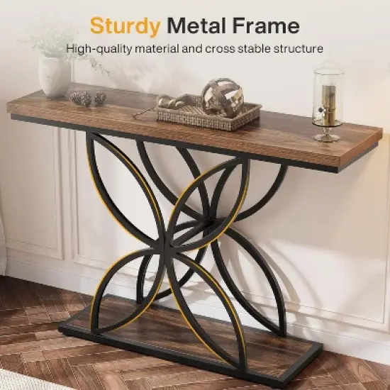 Tribesigns 47" Console Table Sofa Table with Unique Butterfly Metal Base, Foyer Accent Table for Living Room, Entryway, Hallway image {6}