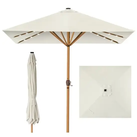 Best Choice Products 9ft Deep Square Solar LED Lighted Patio Umbrella w/ Faux Wood Texture, UV-Resistant image {13}