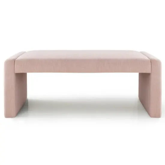 Kaia 47" Contemporary Farmhouse Linen Fabric Waterfall Upholstered Bench-The Pop Maison image {1}