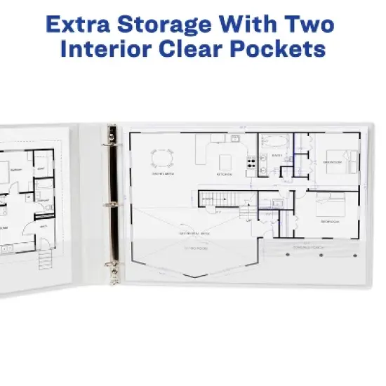 Avery Heavy-Duty View 3 Ring Binders, 1" Slant Rings, Holds 11" x 17" Paper, White, 2 Pack (17707) image {4}