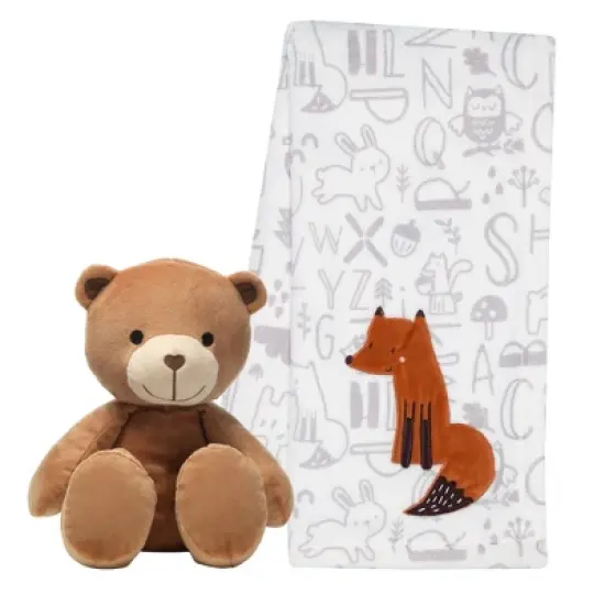 Bedtime Originals Plush Bear Stuffed Animal & Fox Baby Blanket Gift Set image {2}