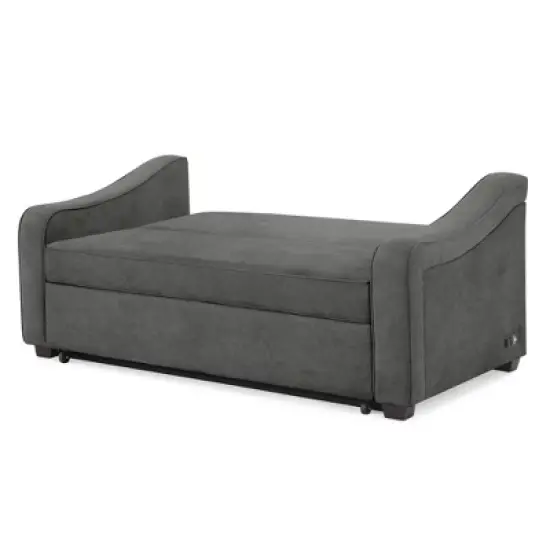 Nelson Convertible Futon Queen Sleeper Sofa Gray - Serta image {6}