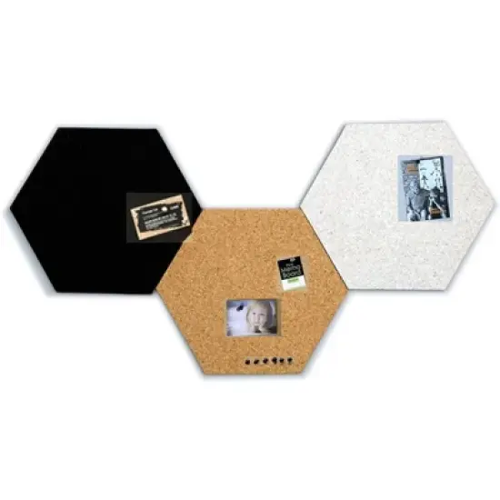 Juvale 3-Pack Cork Bulletin Boards - Hexagonal Decorative Tiles in 3 with 6 Pins image {3}