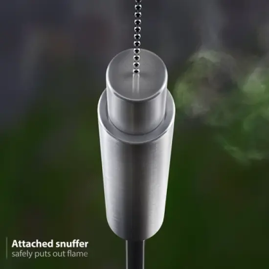 Sorbus Set of 4 Stainless Steel 5ft Outdoor Torches - Decorative Garden & Yard Lights - Fiberglass Wick & Snuffer Cap (Barrel) image {7}