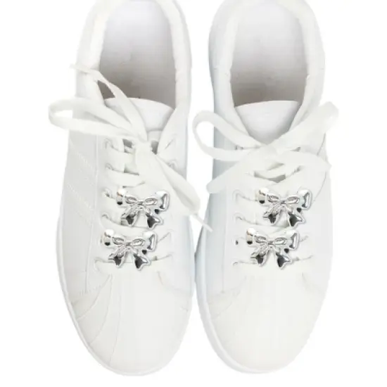 Unique Bargains Bow Shoelace Charms Silver Tone 4 Pcs image {1}