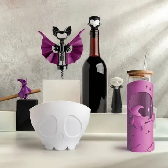 Ototo 17 fl oz Wicked Brew Glass Tumbler with Lid and Straw, Silicone, Glass, and Bamboo Purple image {3}