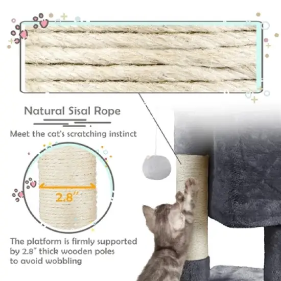 Yaheetech 23.5" Small Cat Tree Condo with Plush Perch image {5}