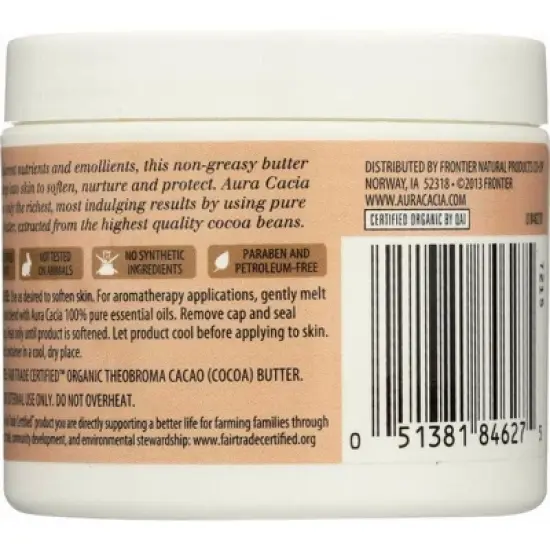 Aura Cacia Organic Nourishing Cocoa Butter - 4 oz image {1}