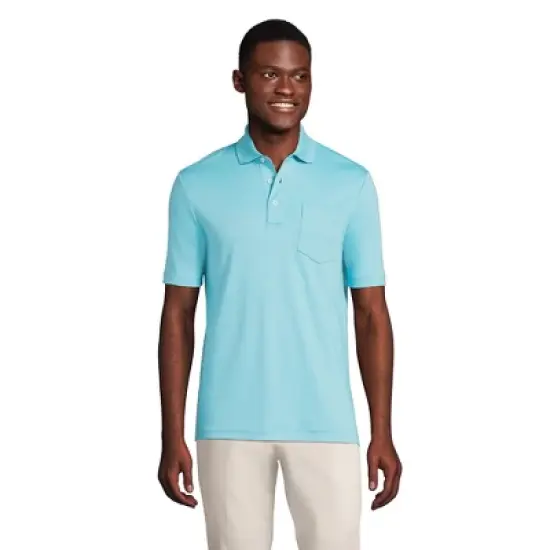 Lands' End Men's Short Sleeve Super Soft Supima Polo Shirt with Pocket image {15}