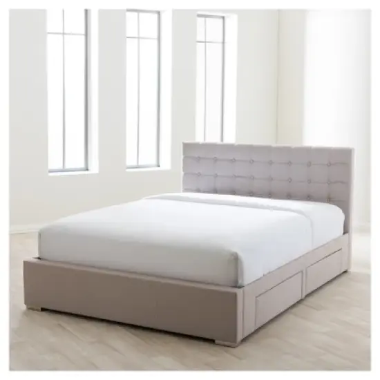 Queen Rene Modern and Contemporary Fabric 4 Drawer Storage Platform Bed - Baxton Studio image {9}