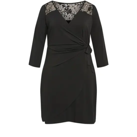 Women's Plus Size Deanna Wrap Lace Dress - black | AVENUE image {2}