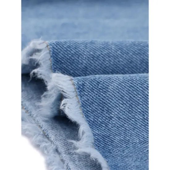 Agnes Orinda Women's Plus Size Jacket Casual Washed Frayed Denim Jackets image {4}