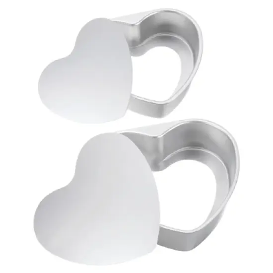 Unique Bargains Aluminum Alloy Removable Bottom Nonstick Heart Shape Novelty Cake Pans 1 Set image {8}