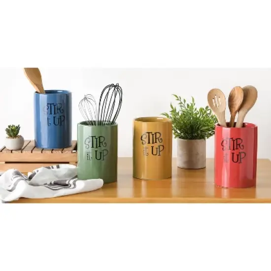 Design Imports Blue Stir It Up Ceramic Utensil Holder image {4}