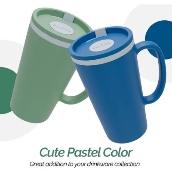 Copco Cone Travel Coffee Mug, 16 oz (Set of 2) - Insulated Drinkware with Spill-Proof Lid, Microwave & Dishwasher Safe - BPA-Free (Blue/Green) image {3}