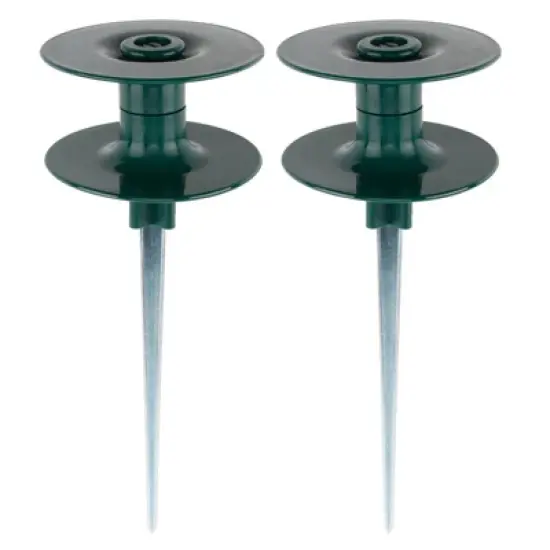 Syemin Landscape Equipment Parts and Accessories, Garden Hose Guide Spikes 2PCS with Heavy-Duty Swivel Caps, Green, 3.7"*3.7"9.84" image {2}