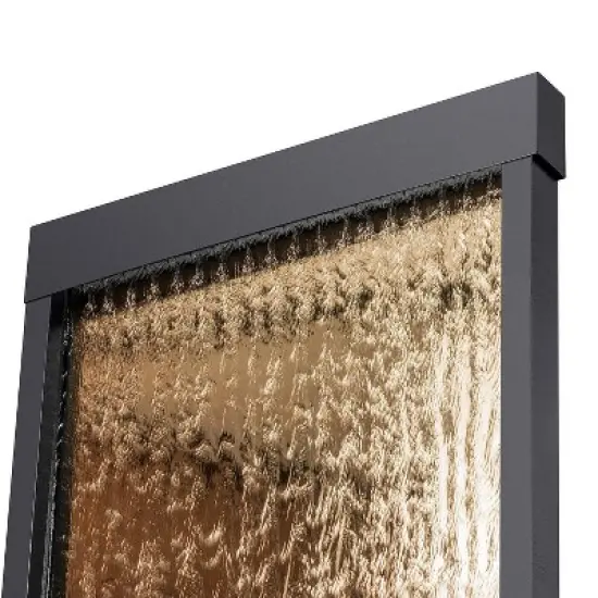 72" Metal Mirror Waterfall Fountain with Stones and Lights Bronze - Alpine Corporation image {5}