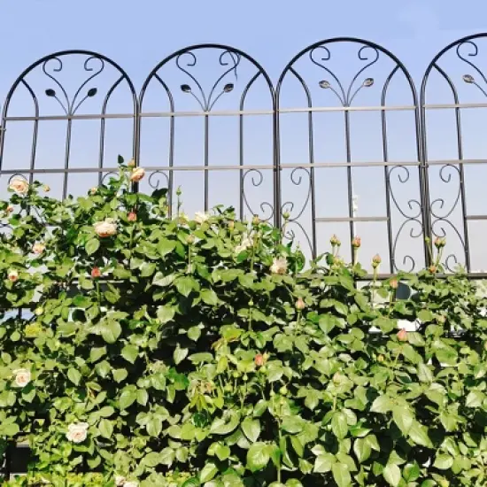 Black Metal Garden Trellis for Climbing Plants, 86.7'H x 19.7'W, Rustproof Outdoor Plant Support for Roses, Vines & Vegetables image {5}