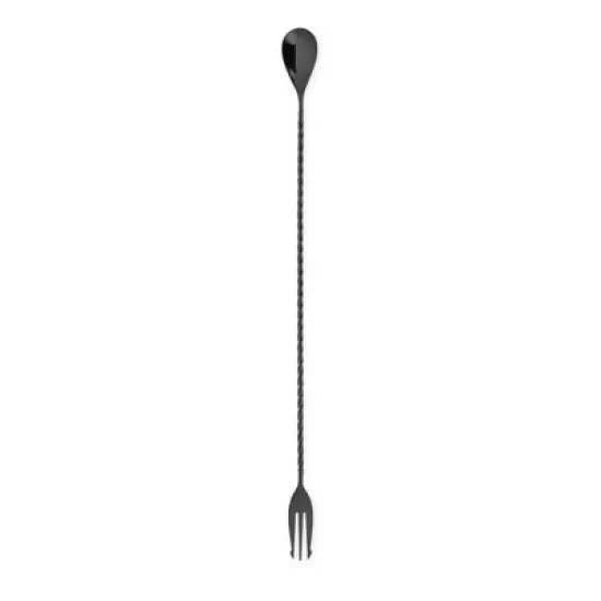 Viski Trident Barspoon with Full Twisted Stem Handle | Cocktail Spoon, Bartender Tool for Mixing Glasses, Swizzle Stick, Gunmetal Finish image {7}