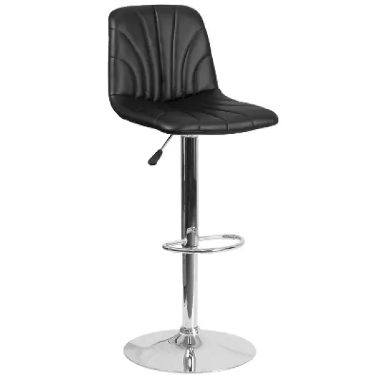 Flash Furniture Contemporary Vinyl Adjustable Height Barstool with Embellished Stitch Design and Chrome Base image {14}