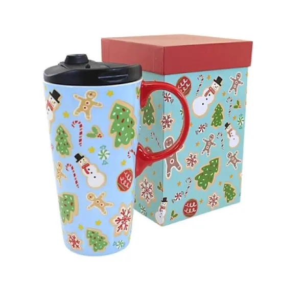 6.75 In Snowman/Tree Travel Mug Christmas Gingerbread Tumblers image {1}