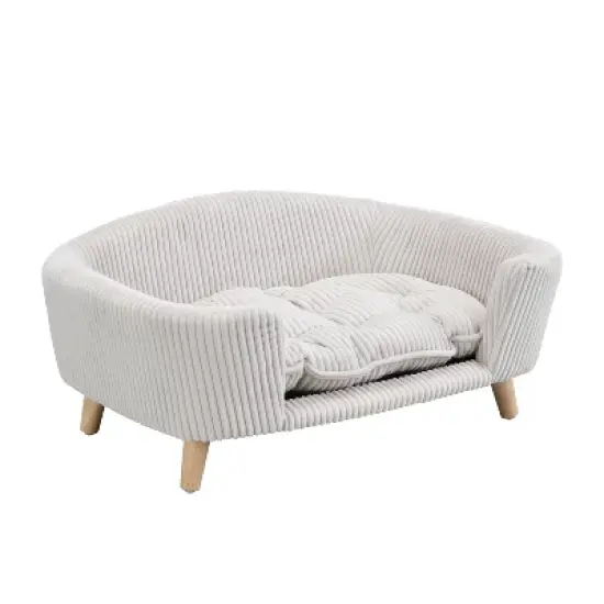Lyngins Irregular Elevated Pet Bed for Dogs & Cats,Comfy Small-Sized Dog Sofa Bed with Rubber Wood Legs image {2}