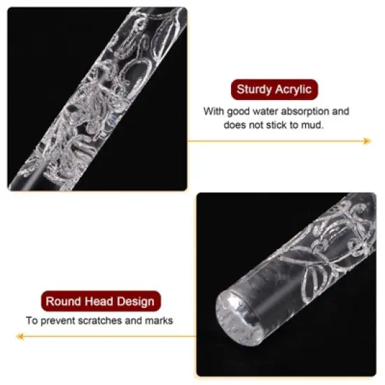Unique Bargains Acrylic Embossed Non-Stick Smooth Head Round Baking Rolling Pin image {3}