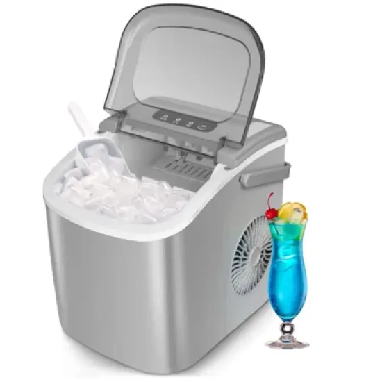R.W.FLAME Portable Ice Maker,Countertop Model,Self-Cleaning,26.5lbs/24Hrs,6 Mins/9 Pcs Bullet Ice,Includes Ice Scoop and Basket image {10}