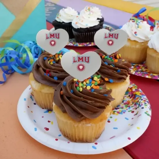 NCAA Loyola Marymount University Lions Heart Love Cupcake Picks Toppers Decoration Set of 6 image {3}